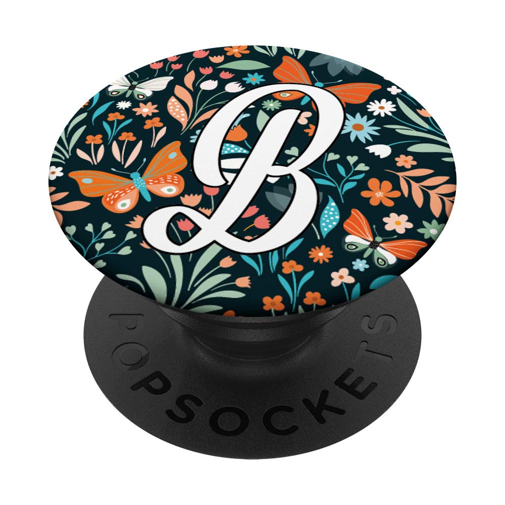 Butterflies with Letter B Initial PopSockets PopGrip: Swappable Grip for Phones & Tablets