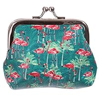 Flamingo Cute Retro Rockabilly Mini Coin Purse Tic Tac Wallet Green Green