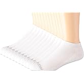 Fruit of the Loom Men's 10 Pack Low Cut No Show Socks (Shoe: 6-12, White/White)