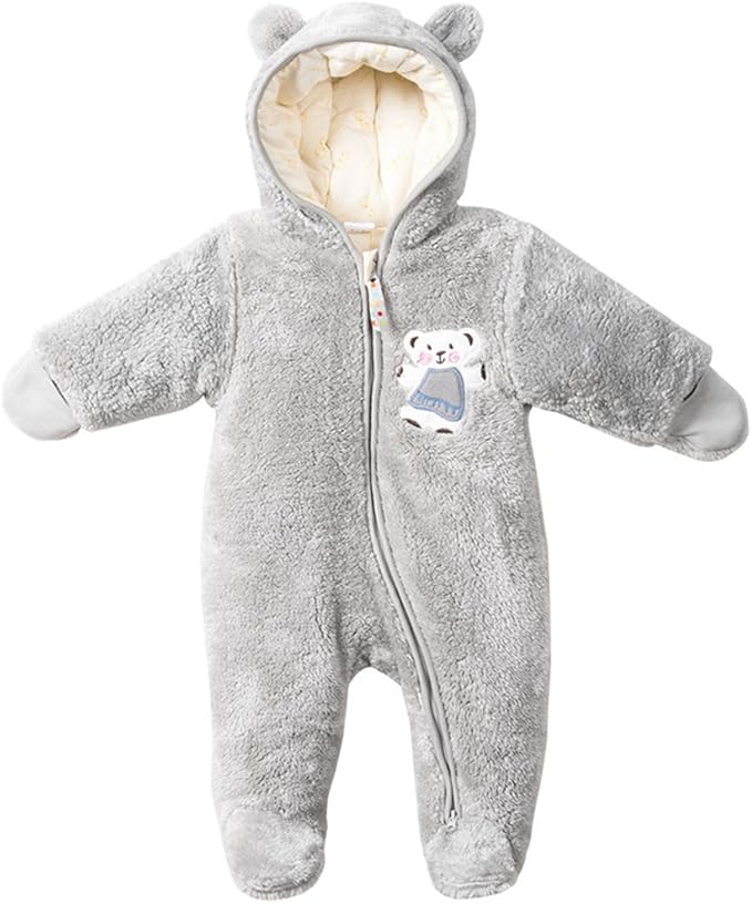 Minizone Baby Unisex Strampler mit Kapuze Overall Winter Outfits Jungen M/&auml;dchen Langarm Schneeanzug Jumpsuit 0-3 Jahre