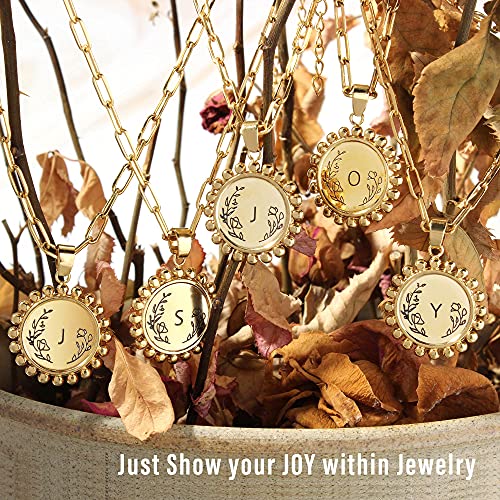 JSJOY Initial Necklaces Herringbone Necklace Choker for Women, Layered Gold Necklace Initial H Letter Necklace for Teen Girls