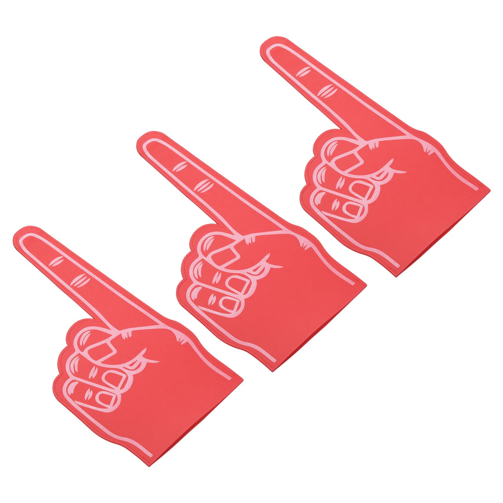 PATIKIL Foam Finger 18 Inch, 3 Pack Number 1 DIY Foam Hand Cheerleading for Athletics Sport Game Events, Red