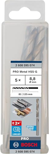 Bosch 5x PRO Metal HSS-G Twist Drill Bit Ø8.80mm Standard Length view 2