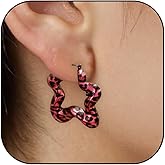 Gold Leopard Star Earrings for Women Big Pink Leopard Star Hoop Earrings Boho Hollow Stars Earring Trendy Jewelry Gifts