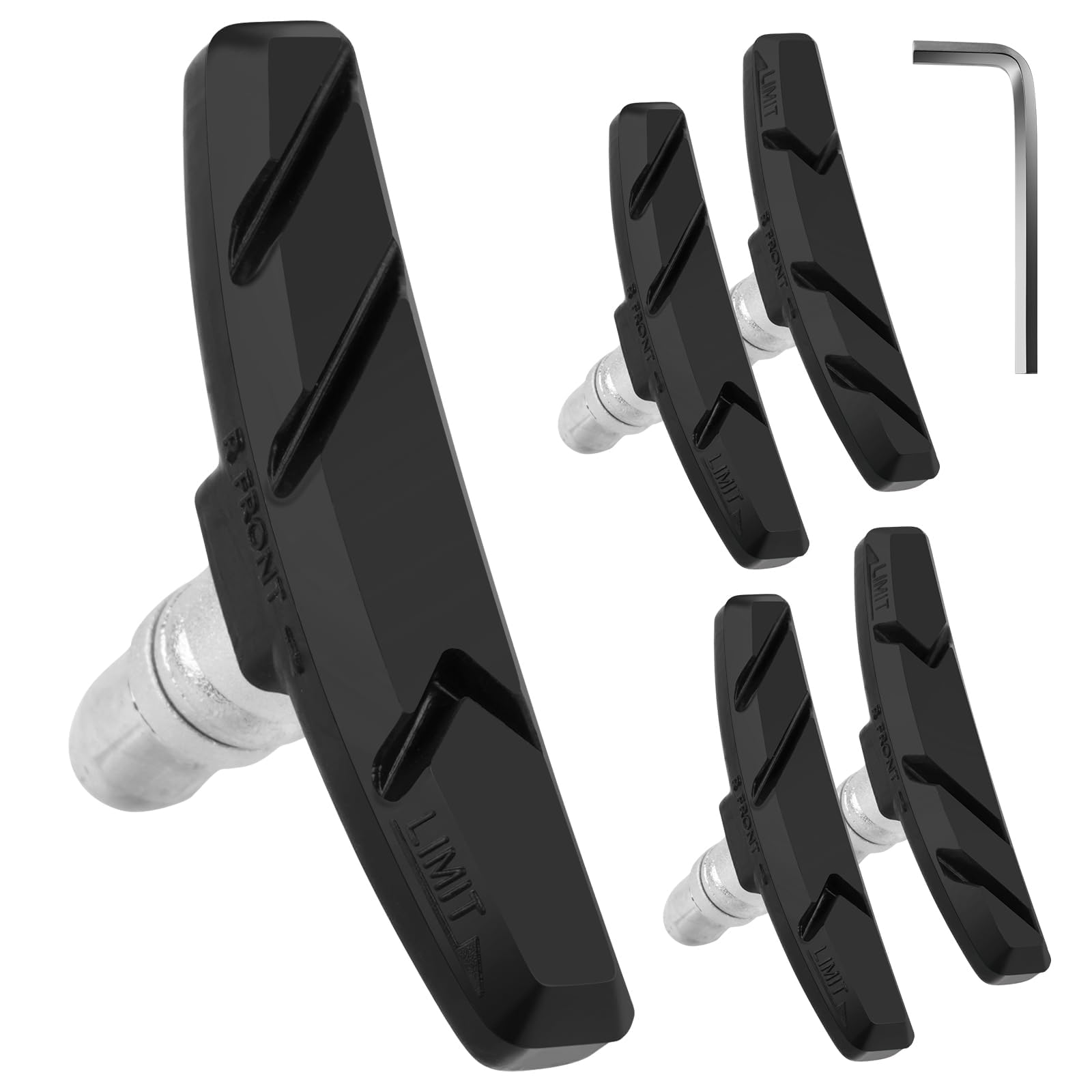 Adiwo V Bike Brake Pads, 2 Pairs Premium Bike Brake Pads, Professional Mountain Bike V-Brake Pads with Hex Nuts and Spacers, Bicycle V Brake Blocks Set for Mountain Bikes Bicycle, Hex Wrench Included