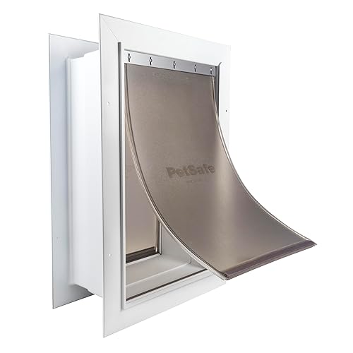 PetSafe Wall Entry Pet Door - Rust-Free Telescoping Frame - Easy Install for Interior & Exterior Walls 4 3/4" - 7" Thick - Medium - for Pets Up to 40 lbs