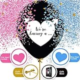 Gender Reveal Balloon - 36 inch Giant Baby Gender Reveal Balloons in Gift Box with Pink and Blue Heart Shape Confetti for Boy or Girl Baby Reveal Gender Reveal Party Supplies Decoration Kit