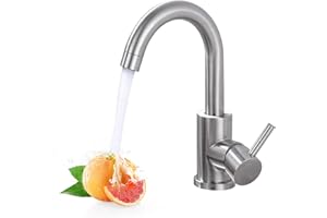 IVIGA Modern Bar Sink Faucet, Single-Handle Bathroom Kitchen Sink Faucet, 1 Hole Wet Bar Sink Faucets with 360°Swivel Spout for bar RV Laundry Farmhouse, Brushed Nickel