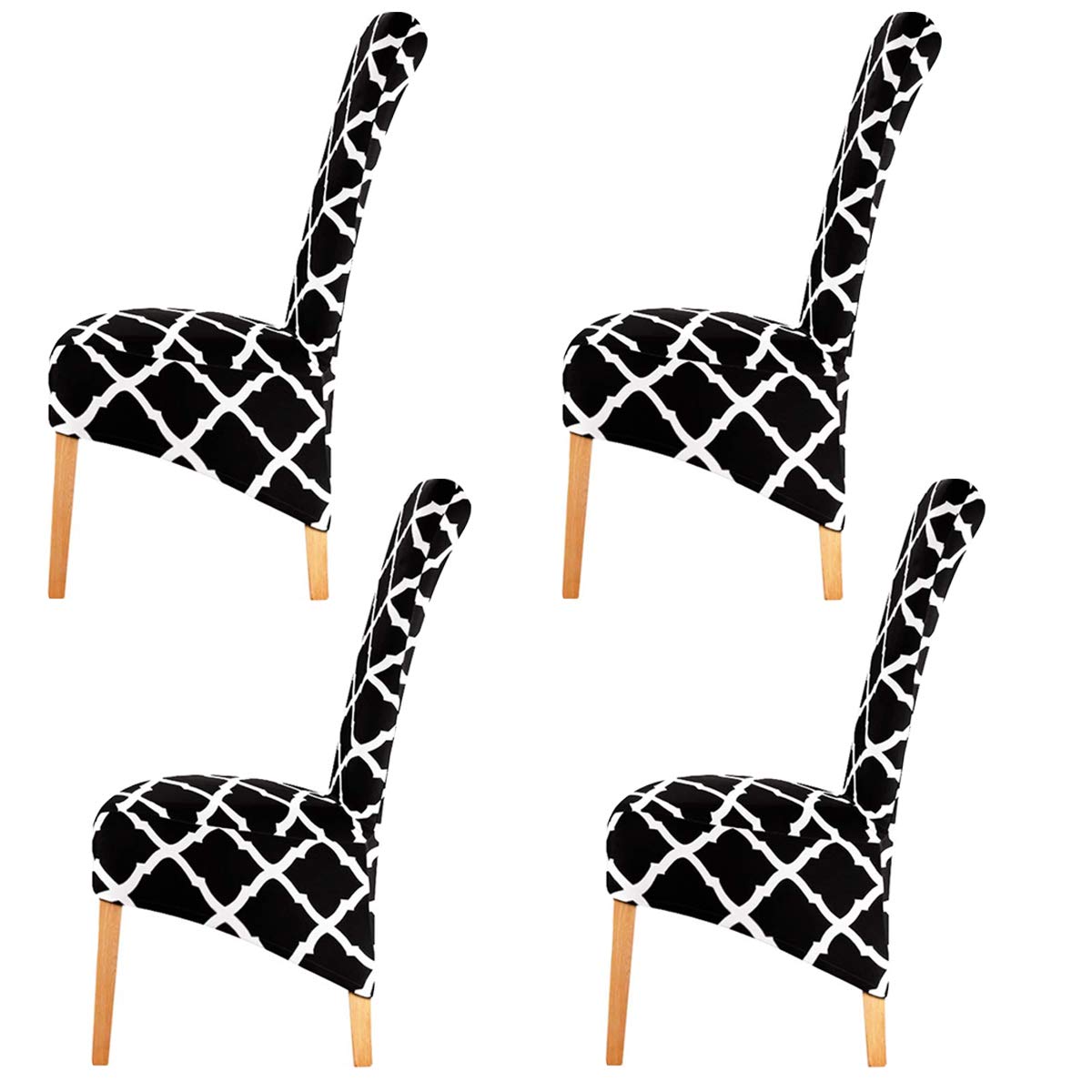 KELUINA Stretch XL Chair Covers for Dining Chairs 2/4/6 Pcs Chair Protective Slipcover,Elastic Chair Protector Seat Covers for Dining Room Wedding Banquet Party Decoration (Black,4 Pack)