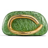 NEWROGENG Clutch Purses for Women Formal, PU Leather/Marble Acrylic Evening Bags with Chain, Trendy Metal Handle Purses 2025