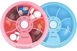 Travel Pill Organizer Weekly Pill Container 7 Day Daily Pill Box Small Portable Pill Case for Fish Oil Supplements Vitamins O