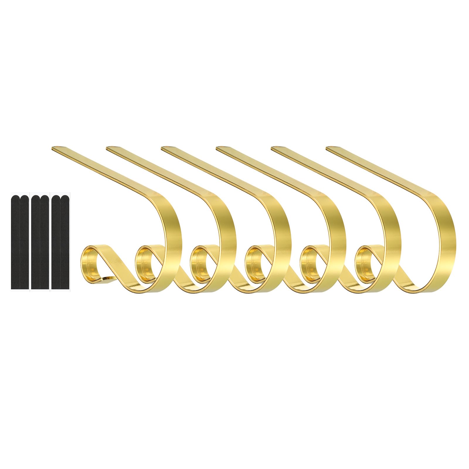 PATIKIL Christmas Stocking Holders, 6pcs Stocking Holder Stand Anti-Slip Metal Hooks Multi-use Adjustable for Fireplace Indoor Christmas Decorations, Gold