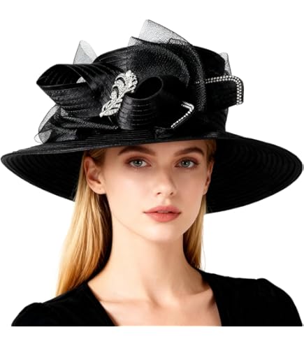 VECRY Womens Church Baptism Wedding Hat Tea Party Derby  display picture 1