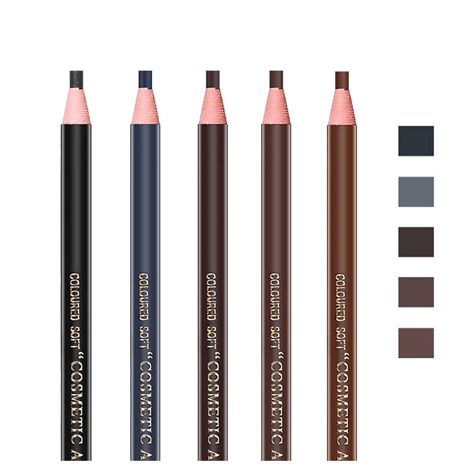 Photo 1 of 5pcs Microblading Pencil Waterproof Eyebrow Peel-off Pencil Pull Cord Microblading Supplies Brow Lamination Pencil Set For Marking Filling Outlining Eye Brow Liners In 5 Colors