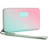 Montana West X Wrangler Wristlet Wallets for Women Gradient Color Bifold Wallet Large Capacity RFID Blocking Clutch Wallets with ID Window