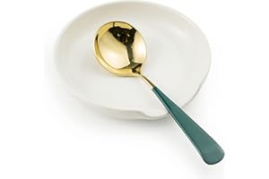 Gomakren Spoon Rest Spoon Holder for Stove Top, Large Ceramic Spoon Holder, Utensil Rest for Spatula Fork Ladles Spoons Tongs, Kitchen Counter Framhouse Decor, Cream White