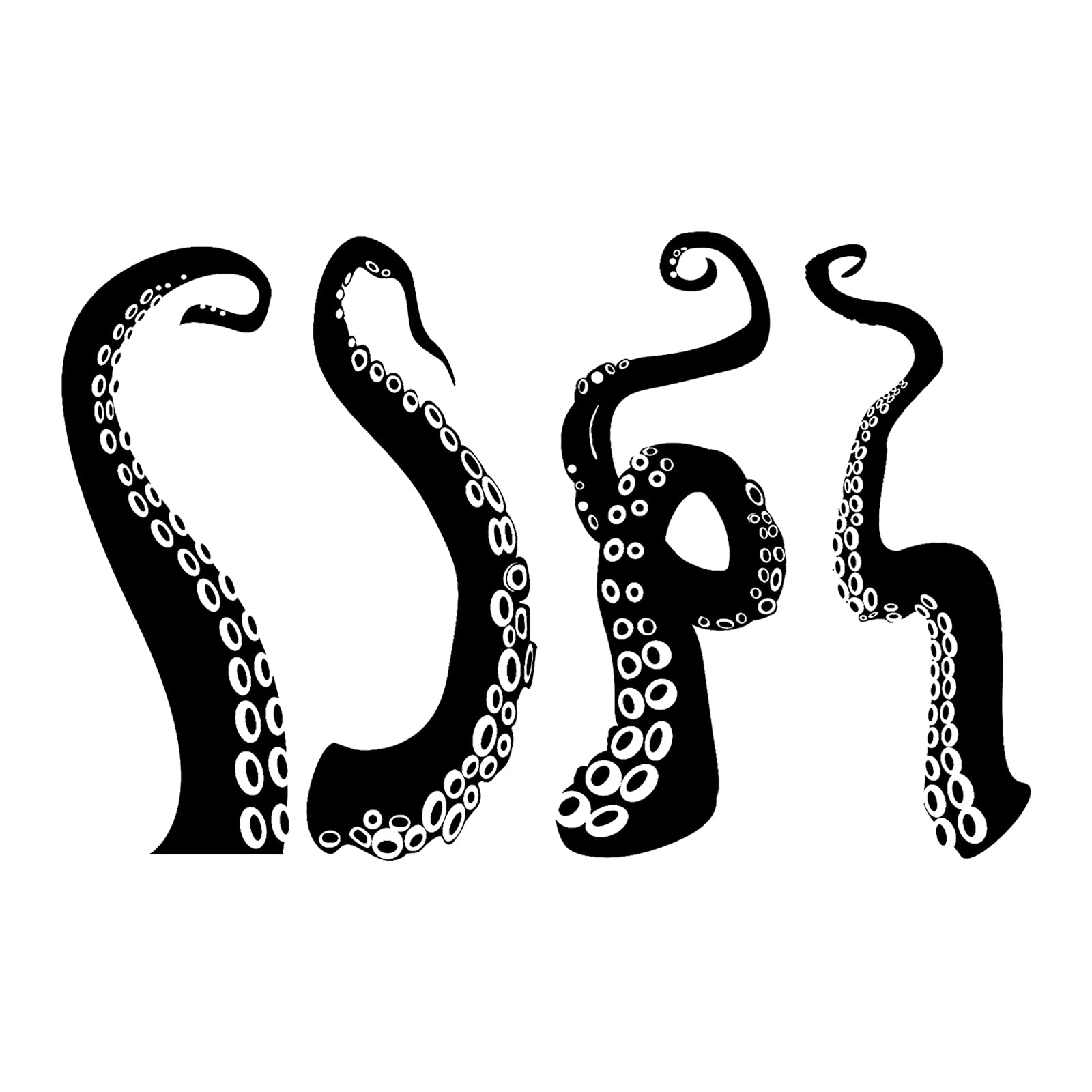 SUPERDANT Octopus Tentacles Wall Decals Sea Animal Wall Stickers Vinyl Wall Art Wall Decal Interesting Quotes Decal for Living Room Bedroom Wall Decor 4 Sheets/Set 23x59 cm