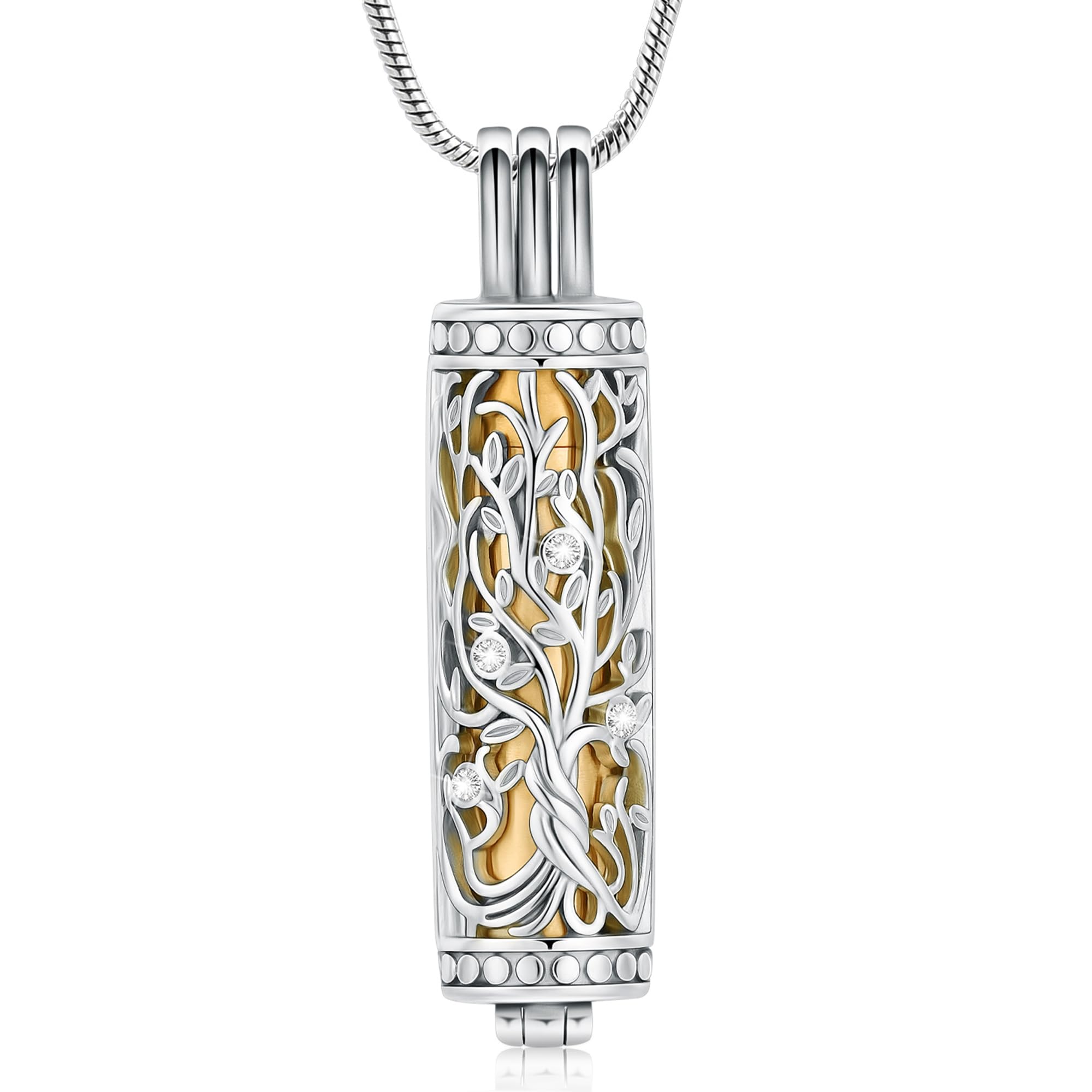 VCCWYQK Cremation Jewelry Urn Necklace for Ashes Pendant with Hollow Vial Cylinder Cremation Keepsake Memorial Lockets Ashes Holder for Women Men Pet