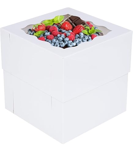 KEEPARTY 15-Pack 8x8x8 Inch Cake Boxes With Window – White Square Bakery Boxes For Cupcakes, Pastries, Treats
