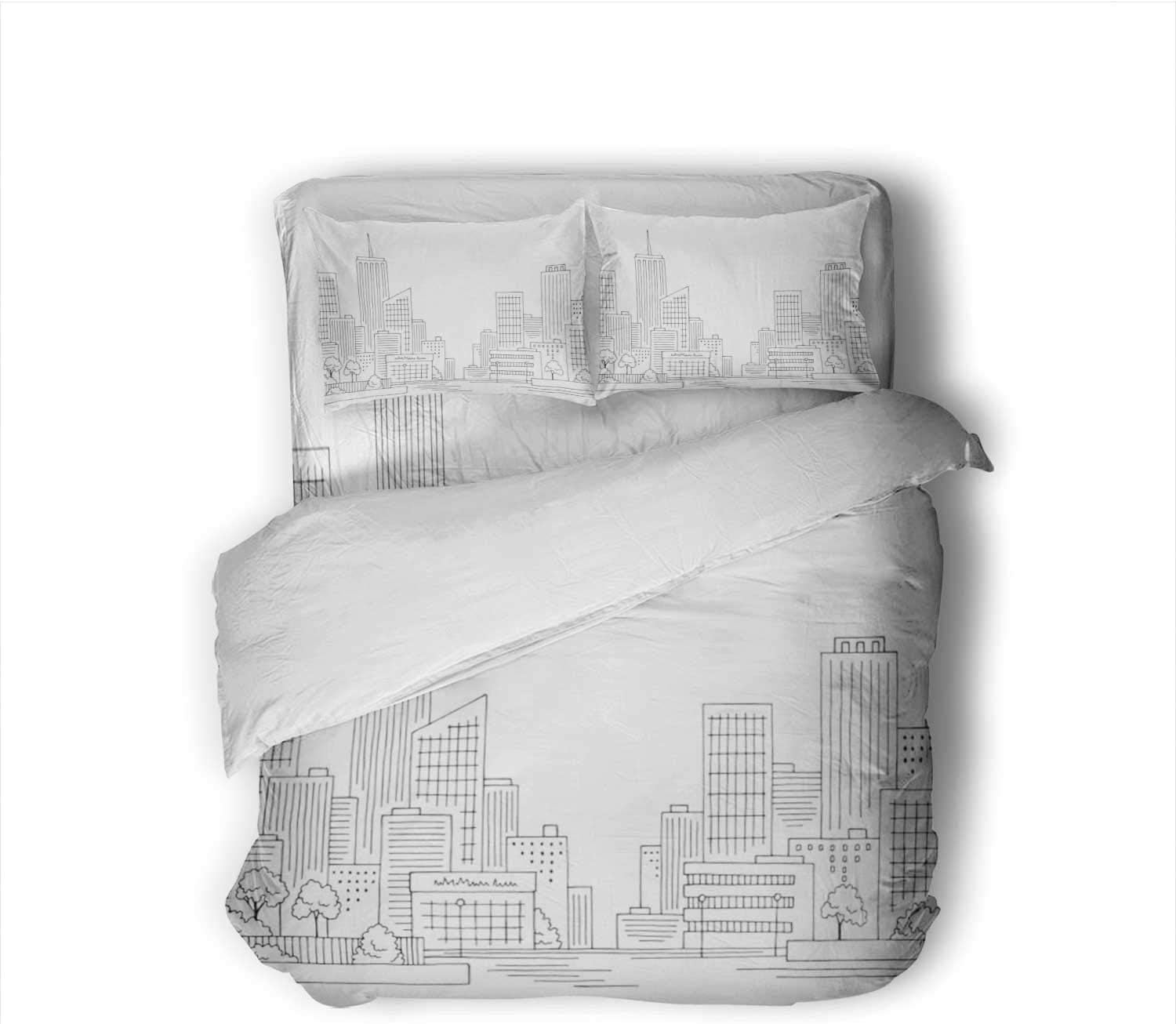 Amazon Com City Graphic Black White Cityscape Sketch Russia 100 Cotton King Size Sheets Set Soft 4 Piece Sheets And Pillowcases Building Exterior King Home Kitchen