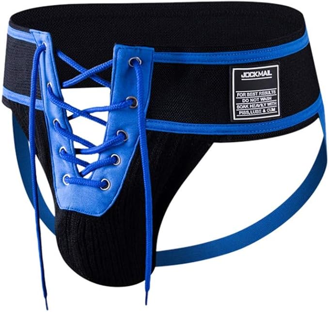 OhradWord Men's Sexy Charm Briefs Cotton Lace Up Jockstrap Thong