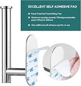 YUET Chrome Wall Mounted Toilet Roll Holder SUS 304 Self Adhesive No Drilling view 2