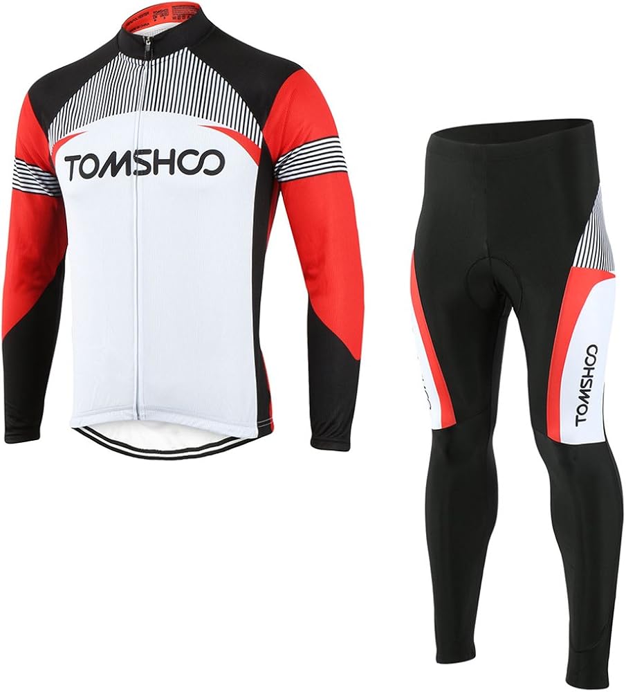TOMSHOO Men's Cycling Jersey Suit Long Sleeve Mountain Bike Road Clothing Set, 3D Padded Hip Protection Bicycle Jersey : Clothing