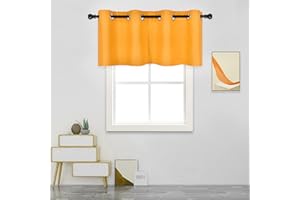 DECOVSUN Orange Yellow Valances for Windows 52X18 Inches Blackout Thermal Insulated Valance with Grommet Top for Kitchen Living Room Short Straight Drape Valance for Bedroom Kids Room 1 Panel