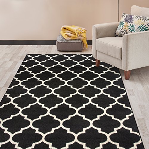 Rugshop Contemporary Modern Moroccan Trellis Area Rug 5' x 7' Black