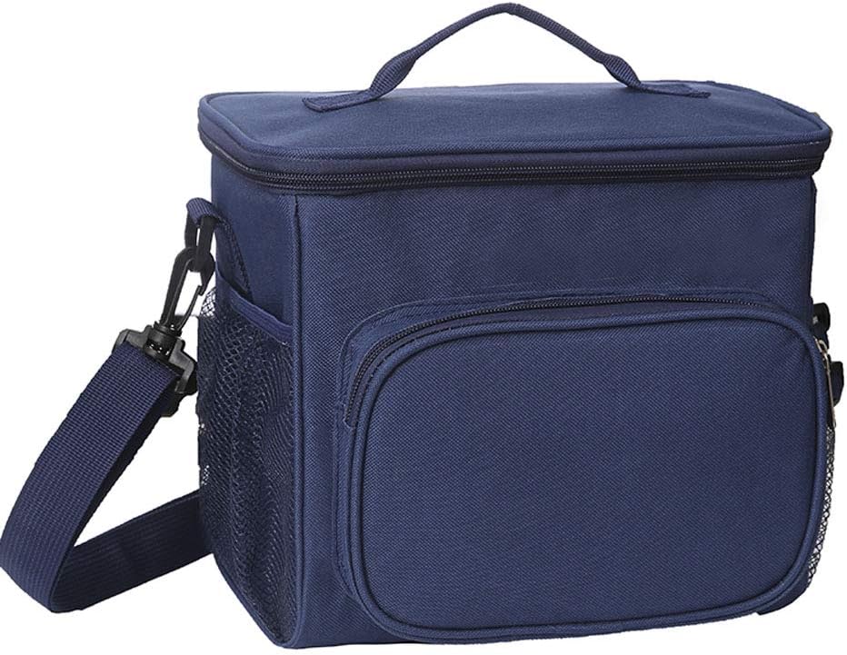 Insulated insulated lunch bag, women's sturdy Oxford insulated bag leak-proof fresh-keeping refrigerated bag with zipper and detachable shoulder strap for outdoor, school and office picnics (10L)