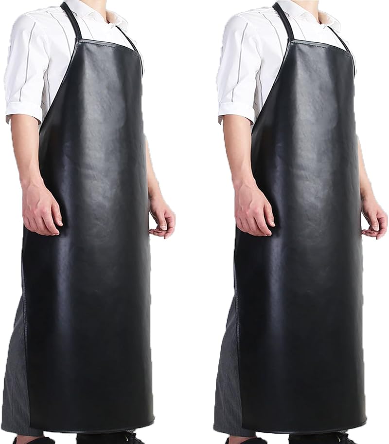 2 Pack 46" Waterproof Rubber PVC Aprons Kitchen Heavy Duty