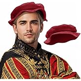 PROCOS Renaissance Tudor Flat Beret Hats for Women French Beret Hats Painter Cap Classic Medieval Costume Men