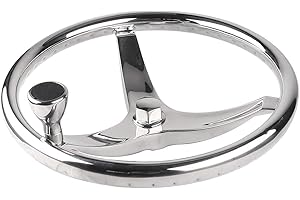 Stainless Steel Boat Steering Wheel 3 Spoke 13-1/2" Dia, with 5/8" -18 Nut and Turning Knob for Seastar and Verado (13.5INCH 