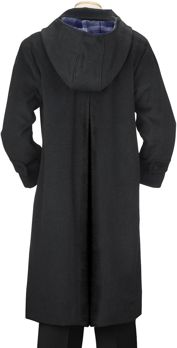 De Valoure Boys' Winter Wool Long Dress Coat Hooded Formal with Full Back Pleat Navy & Grey: Clothing