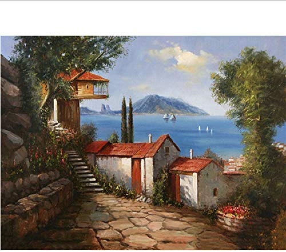 Número de embalaje de pintura digital seaside villa pintura al óleo kit
