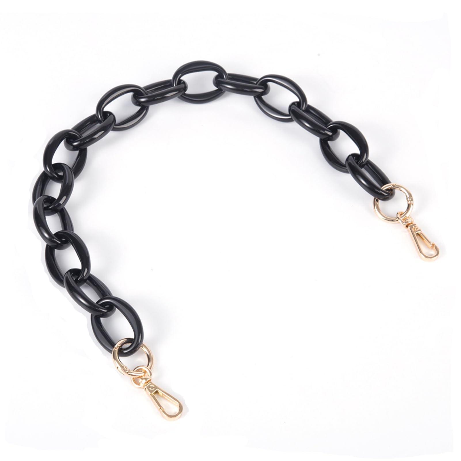 Short Thick Resin Purse Bag Handle Shoulder Strap Replacement，Handbag Decoration Chain，Bag Accessories Charms (Black with Gold Buckle)