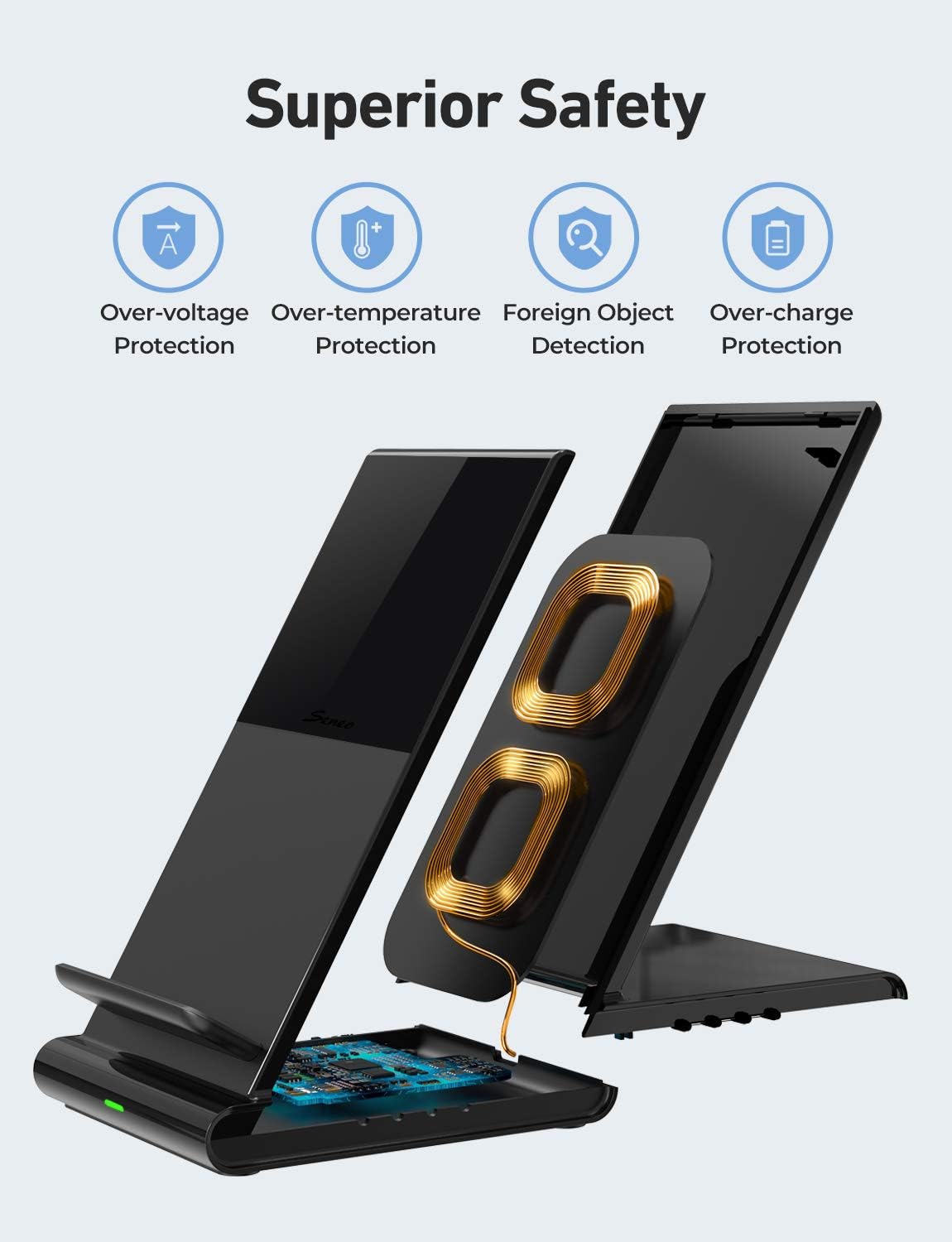 Seneo Wireless Charger, 3 in 1 Wireless Charging Station for Apple Watch, AirPods Pro/2, Detachable and Magnetic Wireless Charging Stand for iPhone 11 Pro Max/X/XS/XR/8Plus(NO QC 3.0 Adapter)