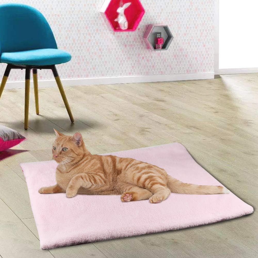 YUNNARL Furry Cat Bed/Mat (Convertible) Self-Warming Cat Mat Light Weight Fur Pet Bed for Cats, Puppy Cat Bed Mat Machine Washable Puppy Bed Best for Indoor Cats Houses, Floor, Car Back Seat Pink : Pet Supplies