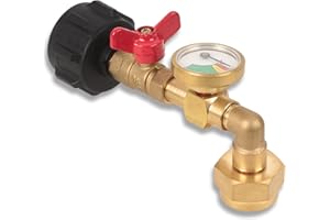 Cybring Brass Propane Refill Adapter for 1 lb Tanks with Guage Convert 20 lbs LPG Tank to 1lb Propane Cylinder