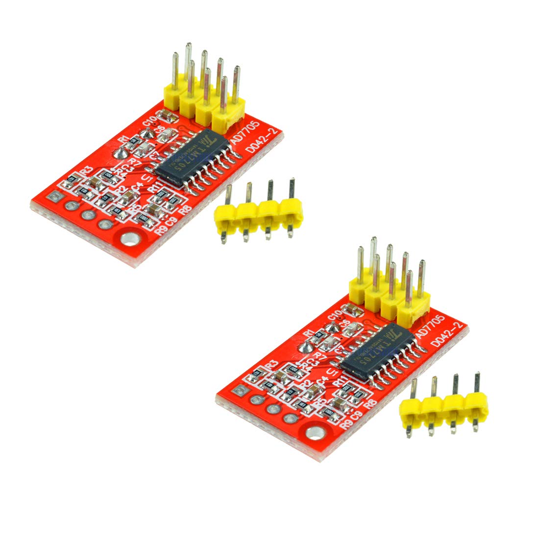Hailege 2pcs AD7705 Dual 16 bit ADC Data Acquisition Module Input Gain Programmable SPI Interface TM7705