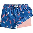 maamgic Boys Swim Trunks with Compression Liner 4-Way Stretch Quick Dry Bathing Suit Toddler Beach Shorts