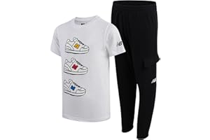 New Balance Boys' Active Jogger Set - Short Sleeve Performance T-Shirt and Sweatpants Set (2 Piece)