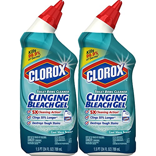 Clorox Clinging Bleach Gel Cool Wave Scent Toilet Bowl Cleaner, 24 Oz