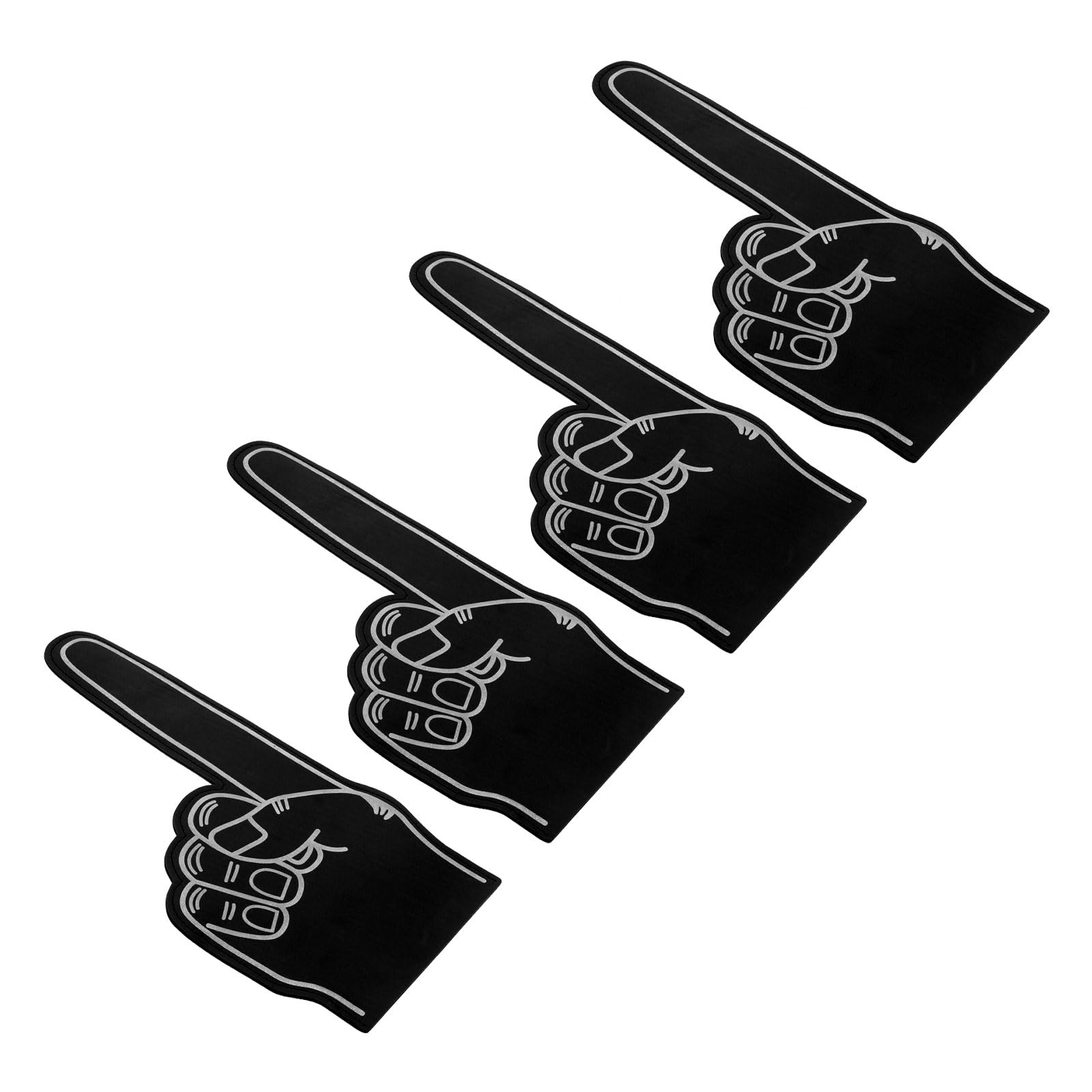 PATIKIL Giant Foam Finger 18 Inch, 4 Pcs Number 1 Foam Hand EVA Foam Finger Cheerleading for Sports Events Baseball Basketball Soccer Games, Black