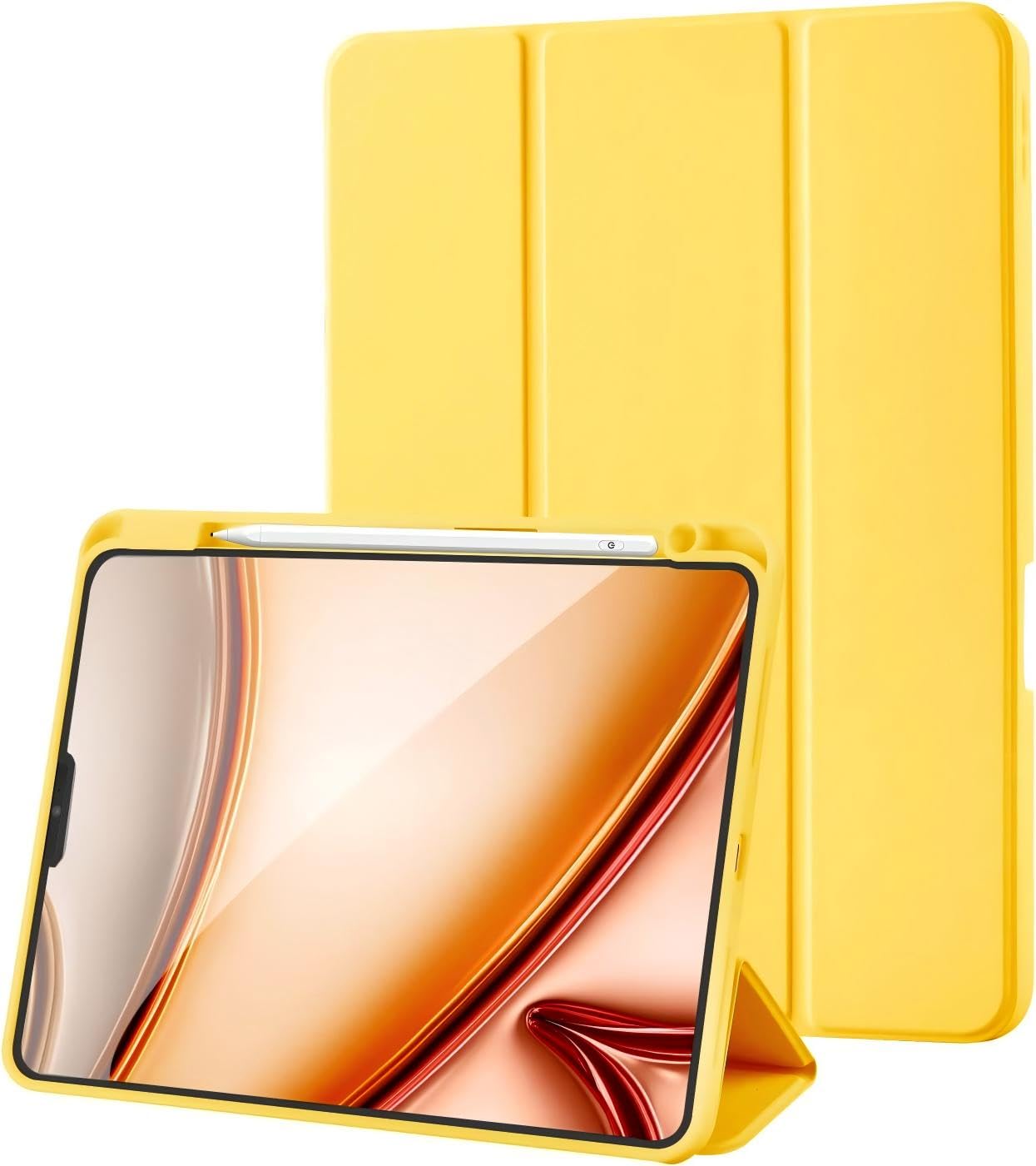 Palkitsee iPad Pro 11 Inch Case Pro 11 Inch with Pencil Holder, Trifold Stand, Protective Case Supports 2nd Gen iPencil Charging, Auto Sleep/Wake, Yellow — image 1