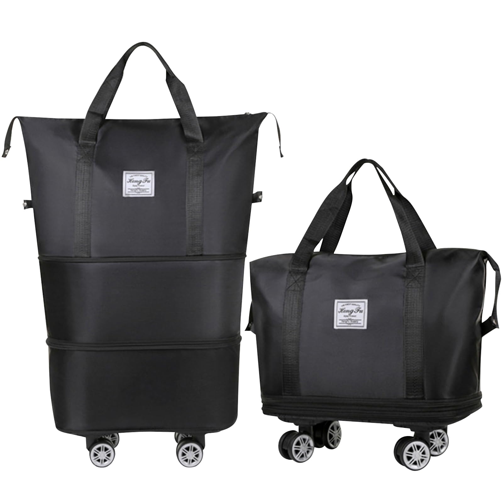 Photo 1 of Hutuzldz Foldable Travel Bag, Expandable Duffel Bag Suitcase, Detachable Rolling Wheels, Carry-on Large Duffel Bag, Luggage Bag, Suit Gym, Camping or Business Trip (Black)