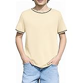 Haloumoning Boys Short Sleeve T-Shirts Kids Casual Summer Crewneck Shirts Fashion Tops Tees 5-14 Years