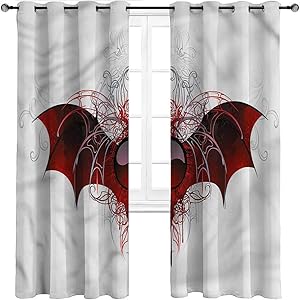 HouseLookHome Room Darkening Curtain Vampire Privacy Window Treatment Curtains/Panels/Drapes Dragon Wings Victorian for Bedroom Girls Room Decor 2 Grommet Top Curtain Panels, 27