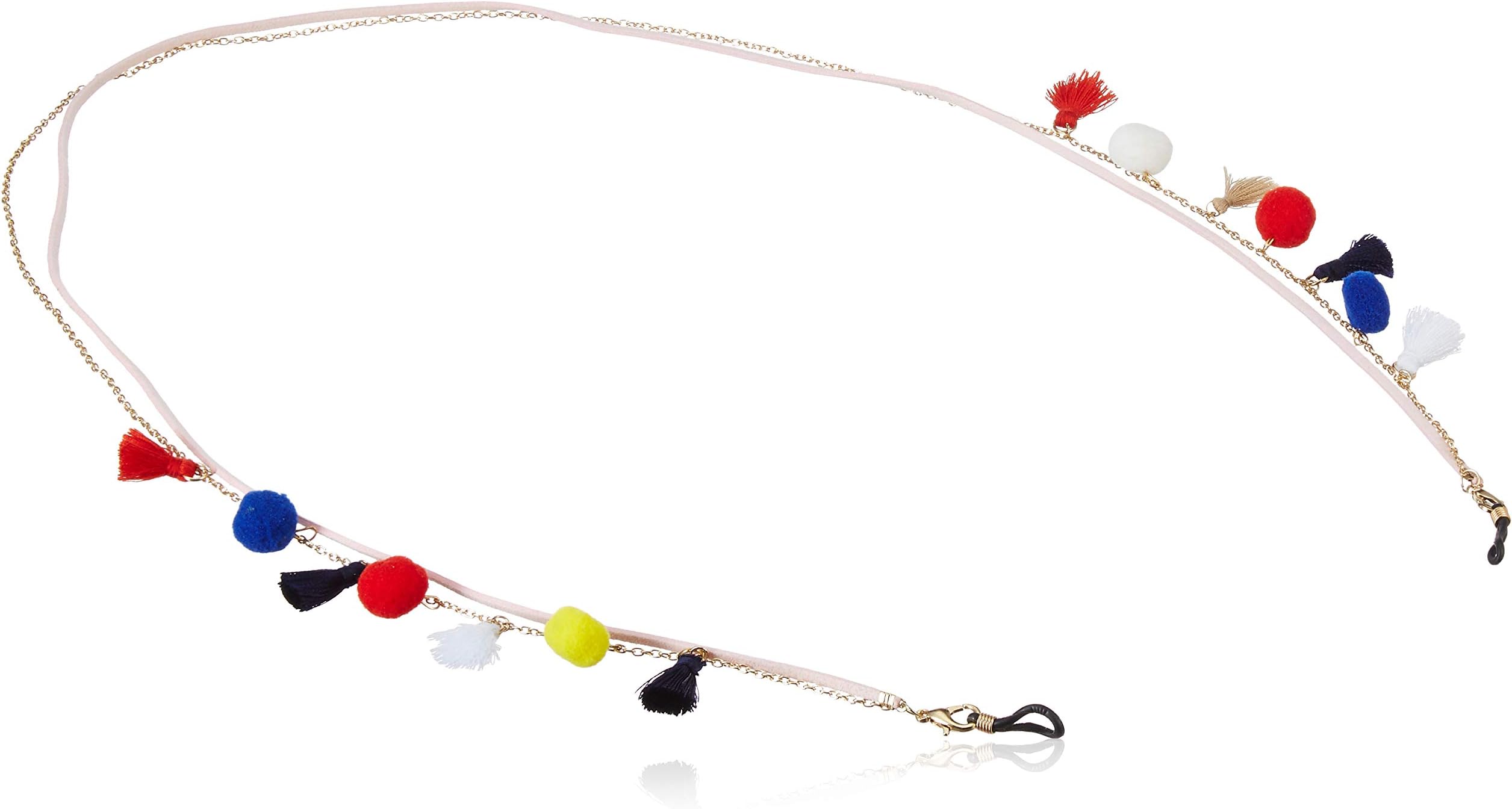 Multi-Strand, Colourful Ethnic, Tribal, Boho Style Eyeglass Leather Chain Necklace with Tassels Multi Strand for Women (Multi) (15073)