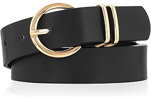 Women’s Leather Belts for Jeans Pants Fashion Gold/Silver Buckle Ladies Waist Belt